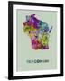 Wisconsin Color Splatter Map-NaxArt-Framed Art Print