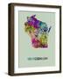 Wisconsin Color Splatter Map-NaxArt-Framed Art Print