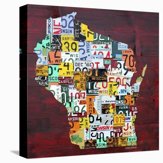 Wisconsin Counties License Plate Map-Design Turnpike-Stretched Canvas