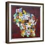 Wisconsin Counties License Plate Map-Design Turnpike-Framed Giclee Print