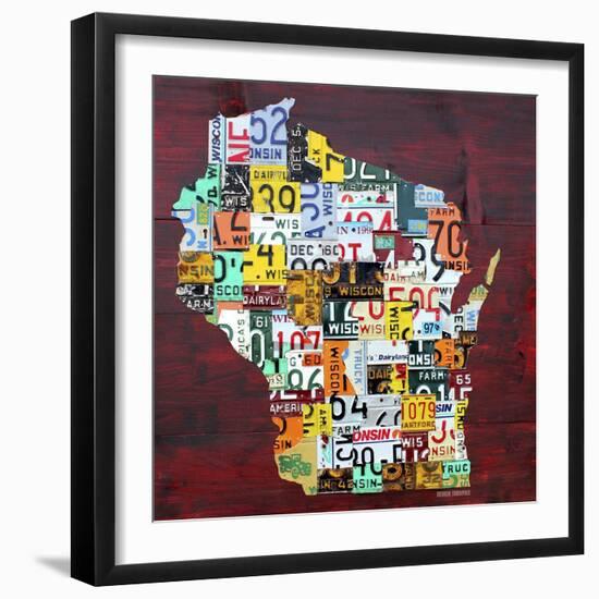 Wisconsin Counties License Plate Map-Design Turnpike-Framed Giclee Print