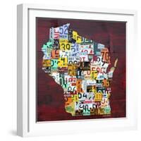 Wisconsin Counties License Plate Map-Design Turnpike-Framed Giclee Print