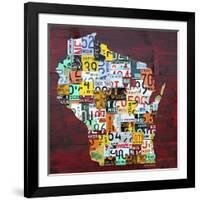Wisconsin Counties License Plate Map-Design Turnpike-Framed Giclee Print