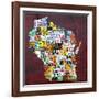 Wisconsin Counties License Plate Map-Design Turnpike-Framed Giclee Print