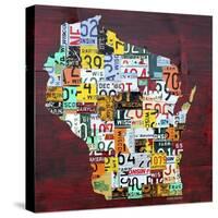 Wisconsin Counties License Plate Map-Design Turnpike-Stretched Canvas