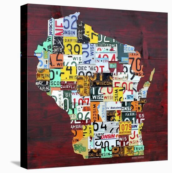 Wisconsin Counties License Plate Map-Design Turnpike-Stretched Canvas