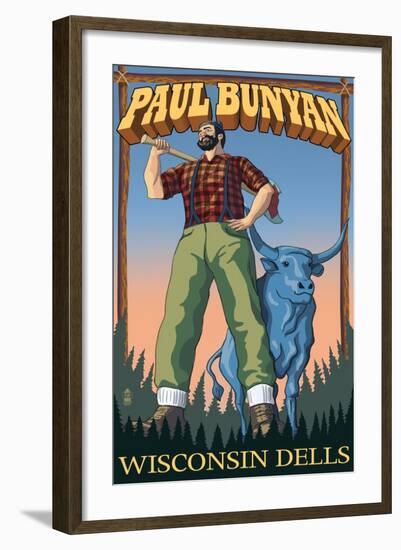 Wisconsin Dells, WI - Paul Bunyan-Lantern Press-Framed Art Print