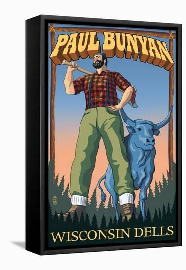 Wisconsin Dells, WI - Paul Bunyan-Lantern Press-Framed Stretched Canvas