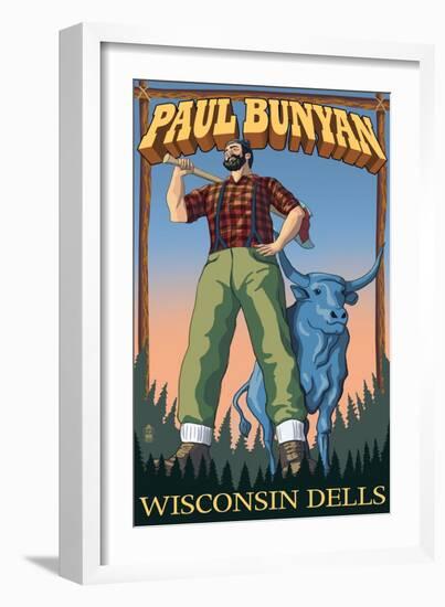 Wisconsin Dells, WI - Paul Bunyan-Lantern Press-Framed Art Print