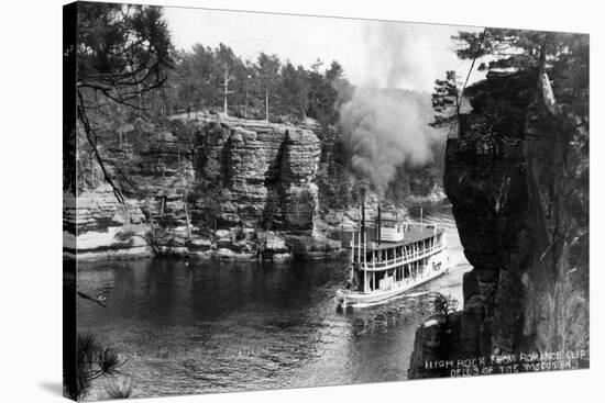 Wisconsin Dells, Wisconsin - High Rock from Romance Cliff, Steamer-Lantern Press-Stretched Canvas