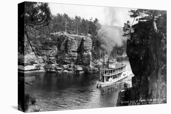 Wisconsin Dells, Wisconsin - High Rock from Romance Cliff, Steamer-Lantern Press-Stretched Canvas