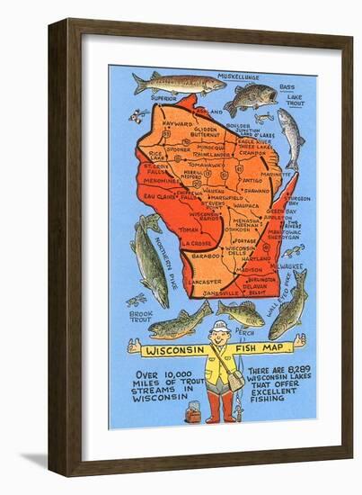 Wisconsin Fish Map-null-Framed Art Print