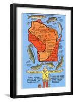 Wisconsin Fish Map-null-Framed Art Print