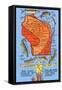 Wisconsin Fish Map-null-Framed Stretched Canvas