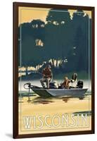 Wisconsin - Fishermen in Boat-Lantern Press-Framed Art Print