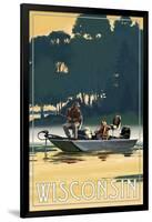 Wisconsin - Fishermen in Boat-Lantern Press-Framed Art Print