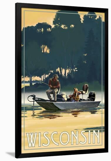 Wisconsin - Fishermen in Boat-Lantern Press-Framed Art Print