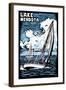 Wisconsin - Lake Mendota - Sailboat - Scratchboard-Lantern Press-Framed Art Print