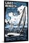 Wisconsin - Lake Mendota - Sailboat - Scratchboard-Lantern Press-Mounted Art Print