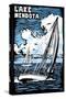 Wisconsin - Lake Mendota - Sailboat - Scratchboard-Lantern Press-Stretched Canvas