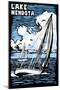 Wisconsin - Lake Mendota - Sailboat - Scratchboard-Lantern Press-Mounted Art Print