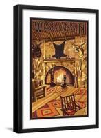 Wisconsin - Lodge Interior-Lantern Press-Framed Art Print