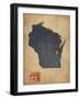 Wisconsin Map Denim Jeans Style-Michael Tompsett-Framed Art Print