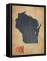 Wisconsin Map Denim Jeans Style-Michael Tompsett-Framed Stretched Canvas