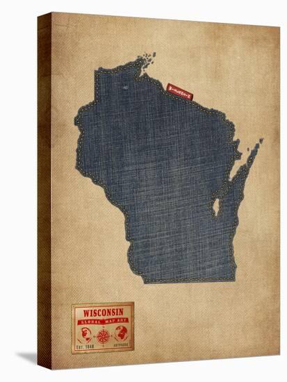 Wisconsin Map Denim Jeans Style-Michael Tompsett-Stretched Canvas