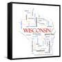 Wisconsin Map Word Cloud Concept-mybaitshop-Framed Stretched Canvas