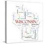 Wisconsin Map Word Cloud Concept-mybaitshop-Stretched Canvas