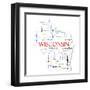 Wisconsin Map Word Cloud Concept-mybaitshop-Framed Art Print