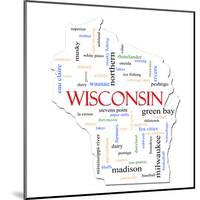 Wisconsin Map Word Cloud Concept-mybaitshop-Mounted Art Print