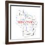 Wisconsin Map Word Cloud Concept-mybaitshop-Framed Art Print