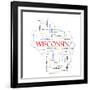 Wisconsin Map Word Cloud Concept-mybaitshop-Framed Art Print