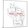 Wisconsin Map Word Cloud Concept-mybaitshop-Mounted Art Print