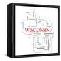 Wisconsin Map Word Cloud Concept-mybaitshop-Framed Stretched Canvas