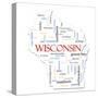 Wisconsin Map Word Cloud Concept-mybaitshop-Stretched Canvas