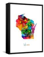 Wisconsin Map-Michael Tompsett-Framed Stretched Canvas