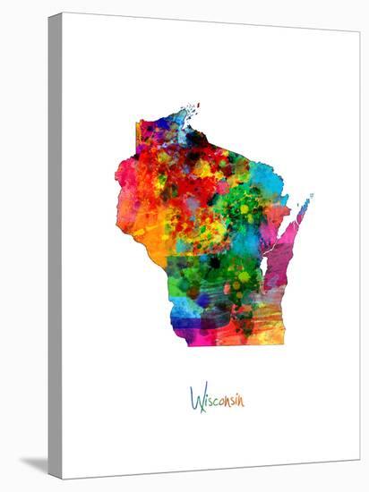 Wisconsin Map-Michael Tompsett-Stretched Canvas