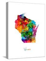 Wisconsin Map-Michael Tompsett-Stretched Canvas