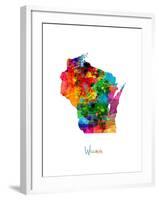 Wisconsin Map-Michael Tompsett-Framed Art Print