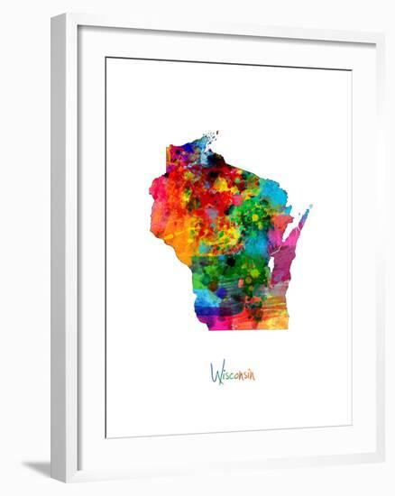 Wisconsin Map-Michael Tompsett-Framed Art Print