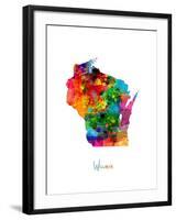 Wisconsin Map-Michael Tompsett-Framed Art Print