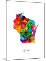 Wisconsin Map-Michael Tompsett-Mounted Art Print