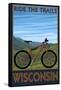 Wisconsin - Mountain Bike Scene - Ride the Trails-Lantern Press-Framed Stretched Canvas