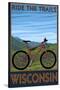 Wisconsin - Mountain Bike Scene - Ride the Trails-Lantern Press-Stretched Canvas