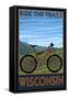 Wisconsin - Mountain Bike Scene - Ride the Trails-Lantern Press-Framed Stretched Canvas