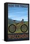 Wisconsin - Mountain Bike Scene - Ride the Trails-Lantern Press-Framed Stretched Canvas