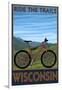 Wisconsin - Mountain Bike Scene - Ride the Trails-Lantern Press-Framed Art Print